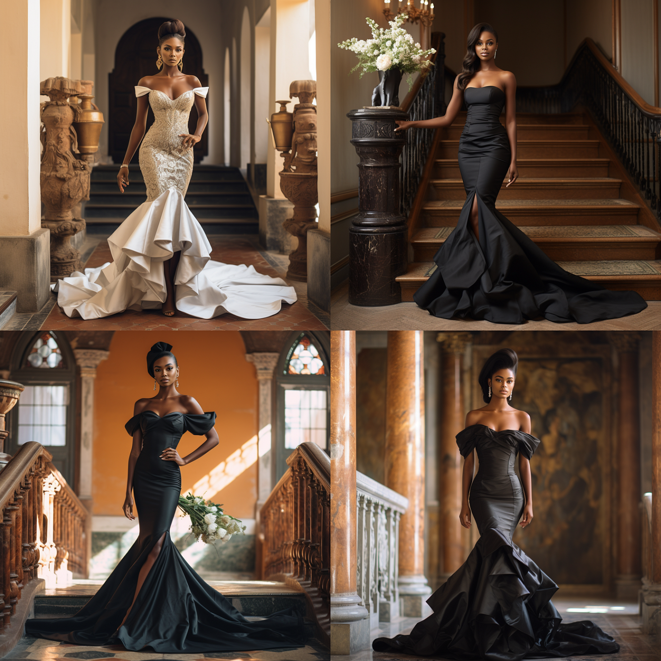 accessories for black gown Bulan 2 Alluring Black Silk Mermaid Wedding Gown with Elegant Accessories