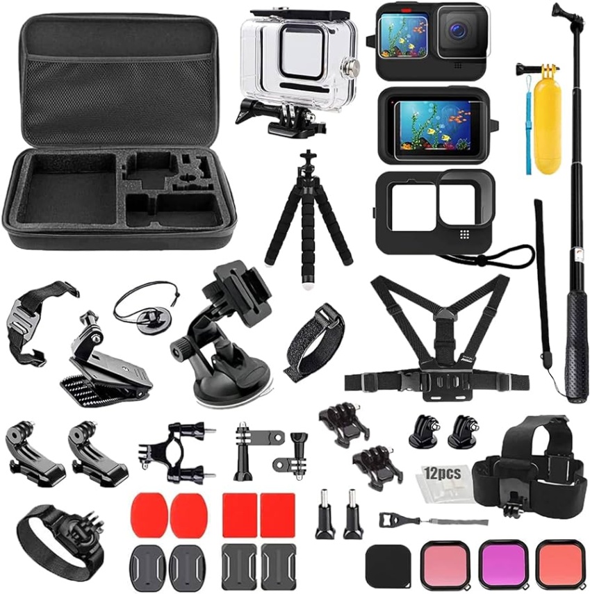 gopro with accessories Niche Utama Home Accessories Kit for GoPro, Accessory Bundle Compatible with GoPro Hero     , Black Action Camera Accessories for Hero