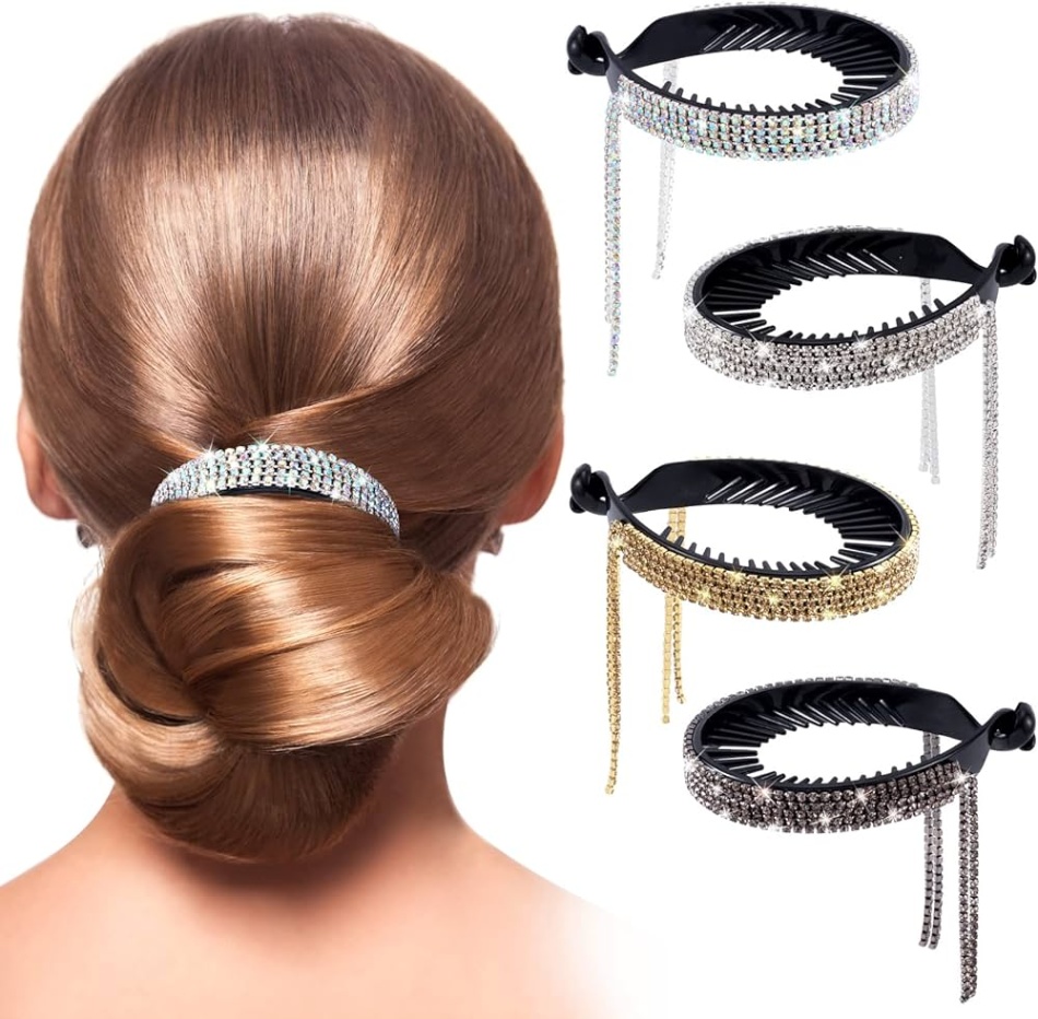 hair accessories women Niche Utama Home ANCIRS  Colors Tassel Ponytail Hair Clips for Women, Rhinestone Hair  Styling Claws for Buns Hair Holder, Large Glittering Hair Pins Accessories  for