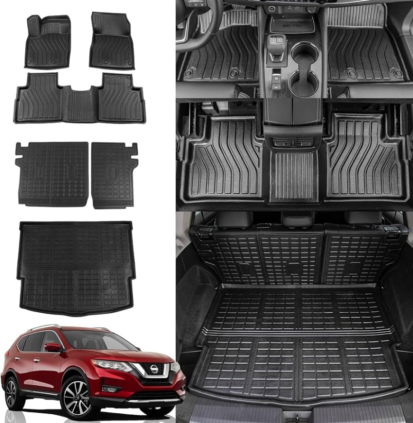 nissan rogue accessories Niche Utama Home Rongtaod Floor Mats Compatible with - Nissan Rogue Trunk Mat Cargo  Mat Cargo Liner Back Seat Cover Protector  Nissan Rogue Accessories