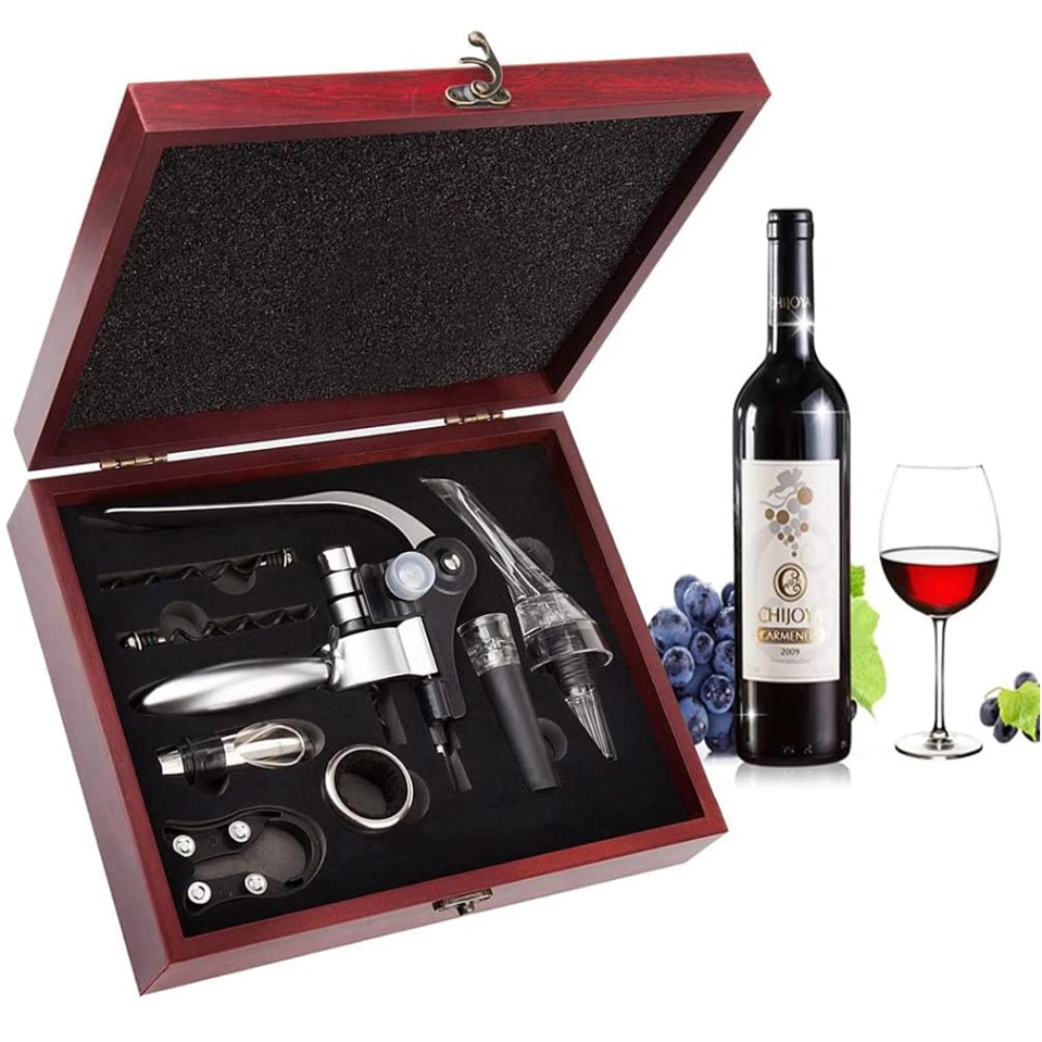 wine and wine accessories Niche Utama Home Wine Opener,Wine Bottle Opener, Wine Accessories Areator Wine Opener Kit,  Red wine Corkscrew Set with Wood Case,Wine Gift with Luxury Packaging